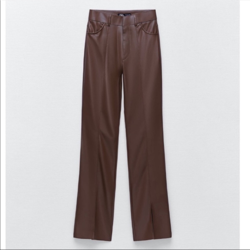 NWT Zara 2 Piece Faux Leather Bodysuit and Pants With Slit Set XL L - Picture 10 of 11